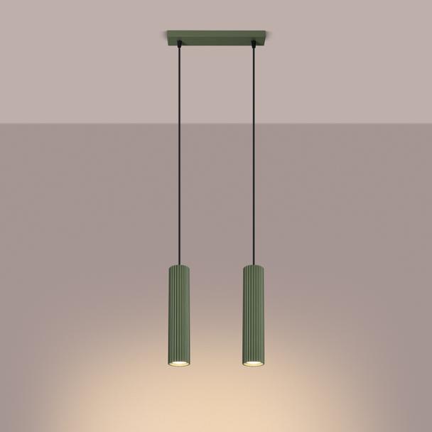 Sollux Lampa wisząca KARBON 2 zielona oliwka SL.1612