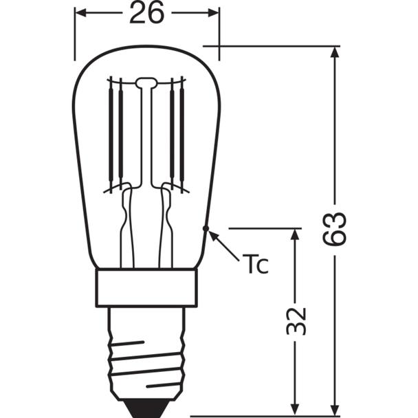 Lampa LED SPECIAL T26 10 CL 2,2W/827 230V Filament szkło przezroczyste E14