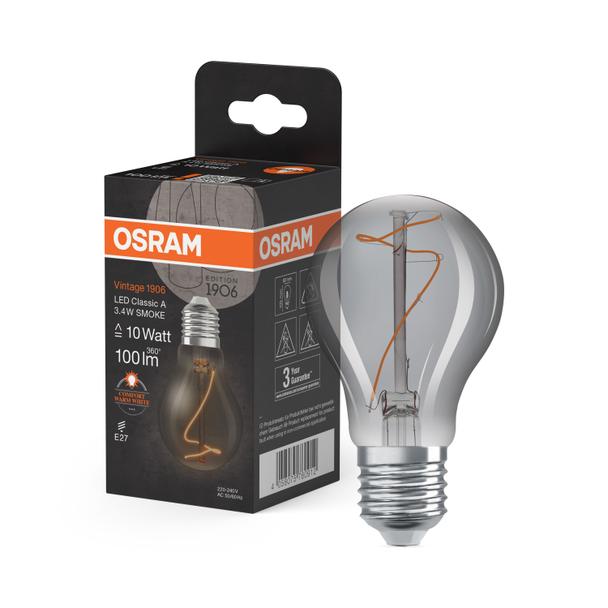 Lampa LED Vintage 1906 LED CL A Filament szkło przezroczyste SMOKE non-dim 3,4W/818 E27