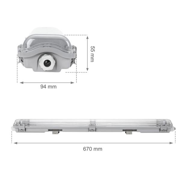 Limea LED TUBE 2x60 IP65, korpus ABS, klosz PC, zasilanie jednostronne