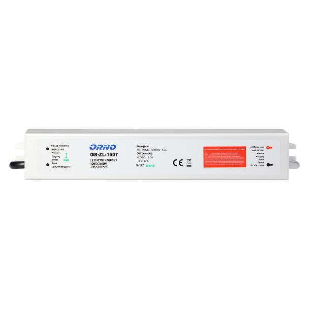 Zasilacz do oświetlenia LED 170-265V AC/12V DC 100W IP67 OR-ZL-1607 ORNO