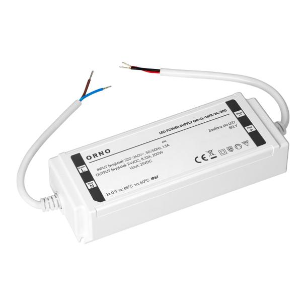 Zasilacz LED, hermetyczny, 24V, 200W, IP67, plastikowa obudowa OR-ZL-1678/24/200 ORNO