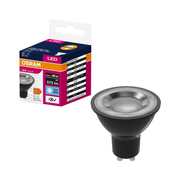 Lampa LED VALUE PAR16 80 36 6,9W/840 230V GU10 BK