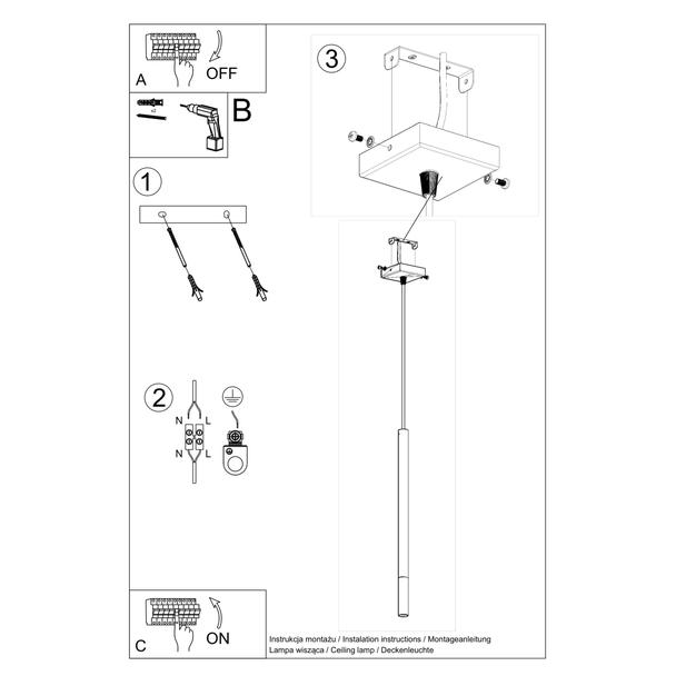Sollux Lampa wisząca MOZAICA 1 czarny/złoto SL.0891