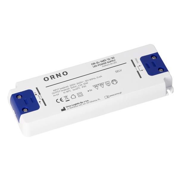 Zasilacz LED płaski, 12V DC, 30W, IP20 OR-ZL-1683/12/30 ORNO