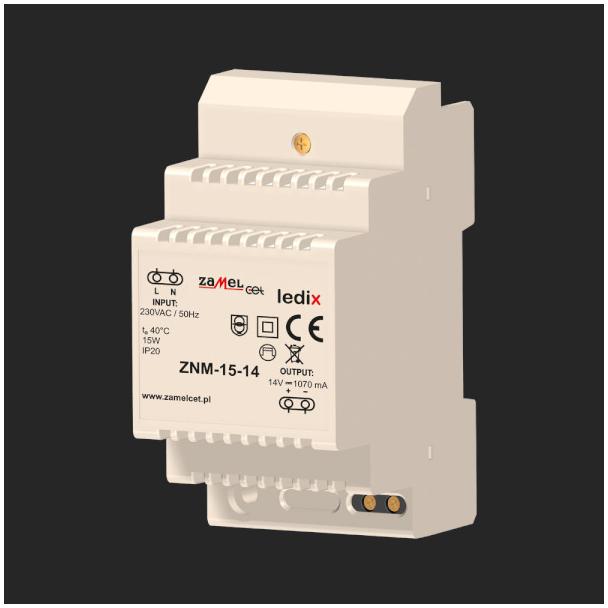 Zasilacz LED modułowy 14V DC 15W ZNM-15-14 LDX10000021 LDX10000021-WPL ZAMEL