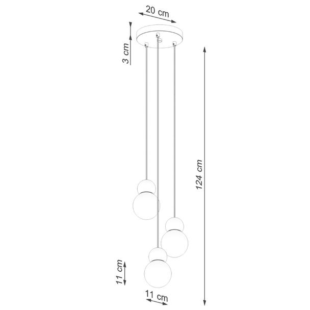 Lampa wisząca PEKKA 3P biała/naturalne drewno