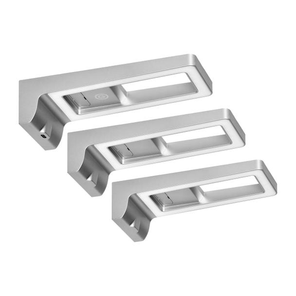 ARTUS zestaw 3 lampek podszafkowych LED, 3x3W, 3x225lm, 4000K, z włącznikiem dotykowym i USB, szare AD-OM-6475L4/G ORNO