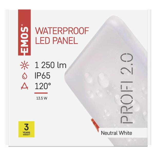 Panel LED wpuszczany kwadratowy 13,5 W IP65 neutralna biel ZV2142 EMOS