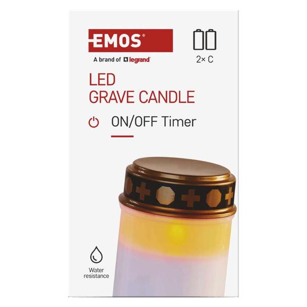 Znicz LED świeczka cmentarna LED biała 2x C czujnik zmierzchu IP44 timer DCCV21 EMOS