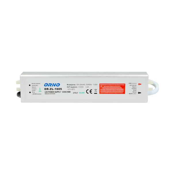 Zasilacz do oświetlenia LED 90-265V AC/12V DC 50W IP67 OR-ZL-1605 ORNO