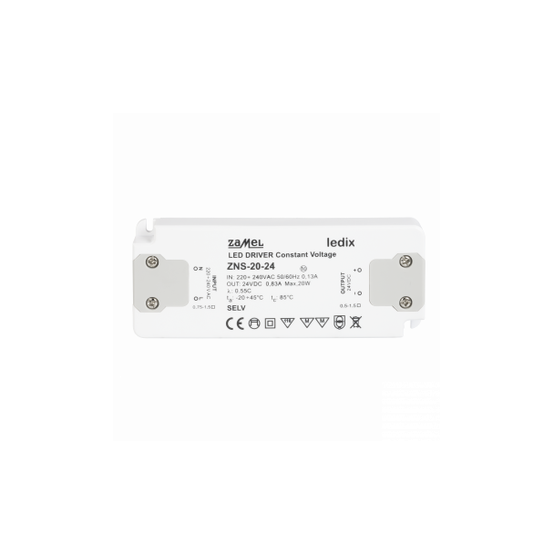 ZASILACZ LED SLIM 24V DC 20W TYP: ZNS-20-24 LDX10000152 LDX10000152-WPL ZAMEL