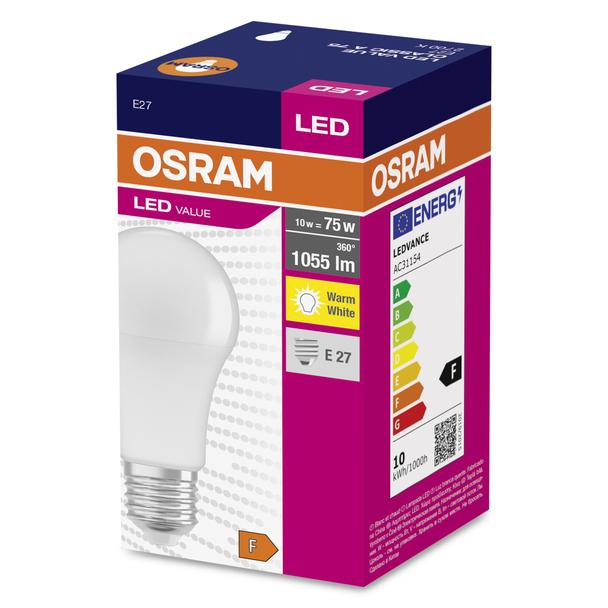 Żarówka LED A75 E27 10W = 75W 1055lm 2700K Ciepła 200° VALUE CLASSIC Osram