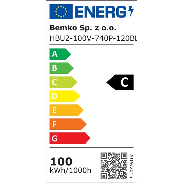 OPRAWA HIGHBAY LED ULTRAS 2, 1-10V 100W 4000K 15000LM IP65 120° C85-HBU2-100V-740P-120BL BEMKO