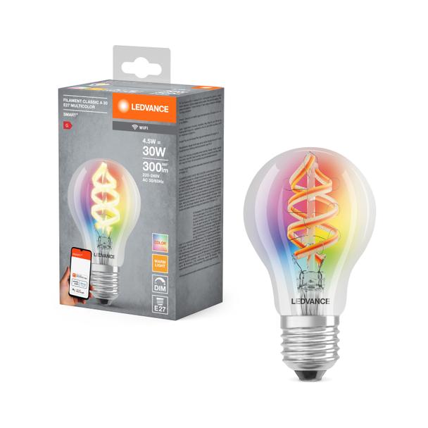 Lampa LED SMART WFA30D4,5W/827230VFilament szkło przezroczysteRGBWE27FS1LEDV