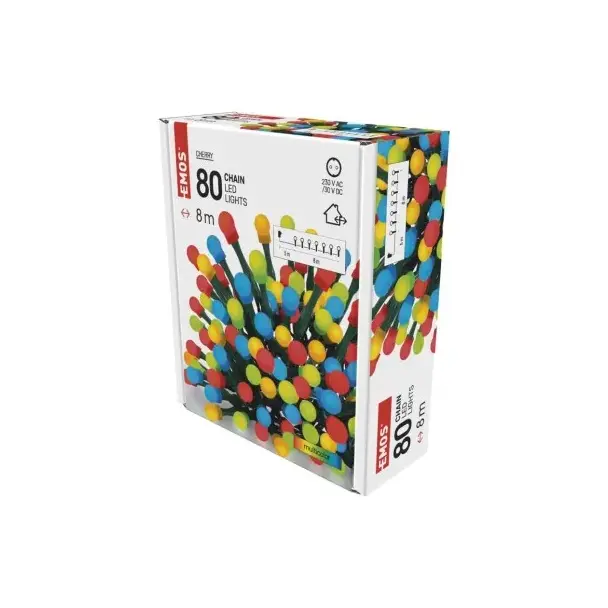 Lampki choinkowe kulki 80 LED 8m multikolor IP44 timer D5AM02 EMOS