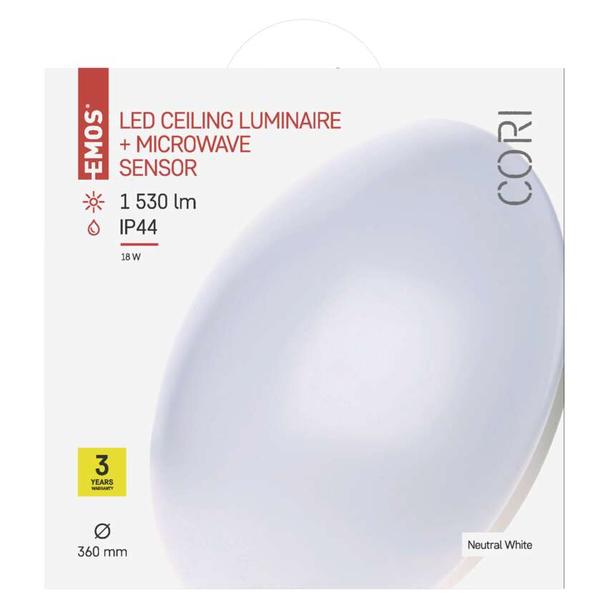 Oprawa LED okrągła CORI 18W MW czujnik ruchu IP44 neutral.b. ZM3412 EMOS