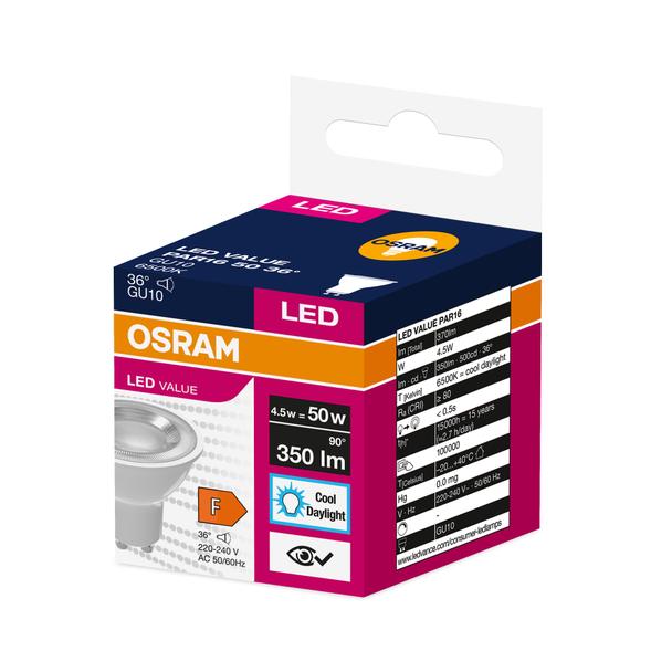 Lampa LED VALUE non-dim PAR16 50 36° 4,5W 865 230V GU10