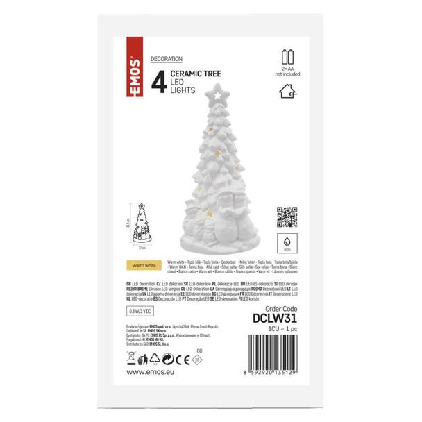 Choinka ceramiczna dekoracje 4 LED 33,5 cm 2x AA ciepła biel IP20 DCLW31 EMOS
