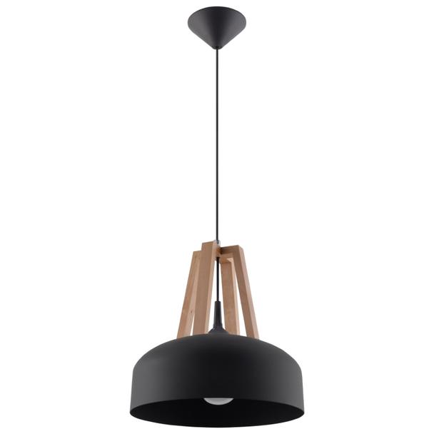 Sollux Lampa wisząca CASCO czarna/naturalne drewno SL.0390