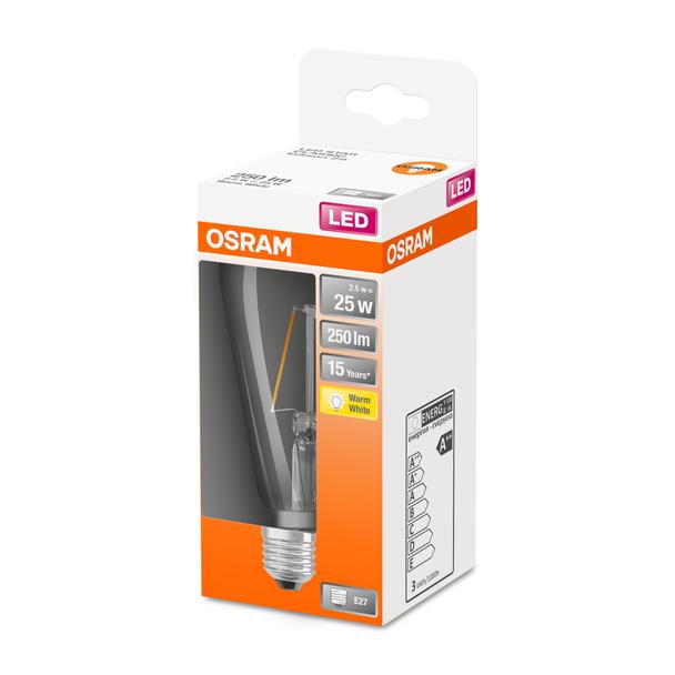 Lampa LED, klasyczny kształt bańki Edison 3W 827 230V szkło przezroczyste E27