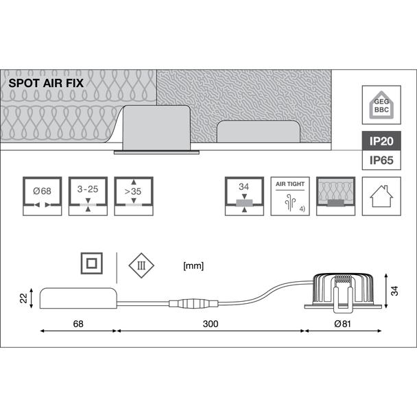Oprawa SP AIR FIX P 6W 930 PS DIM IP65 BK