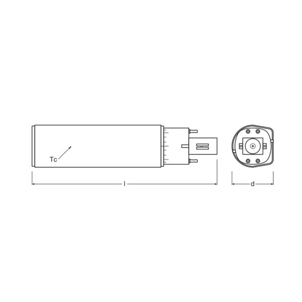 Lampa DULUX D E LED FR 13 ECG, AC mains 6W 830 G24q-1