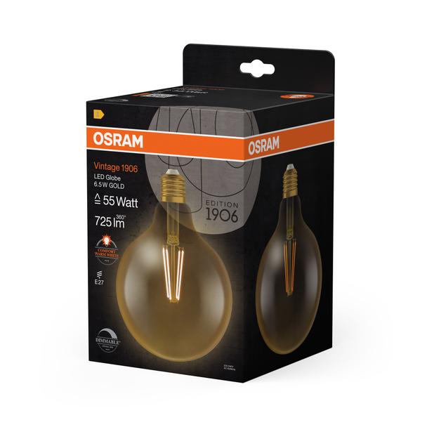 Lampa LED Vintage 1906 dim CL GLOBE125 Filament szkło przezroczyste GOLD 55 dim 7W 825 E27