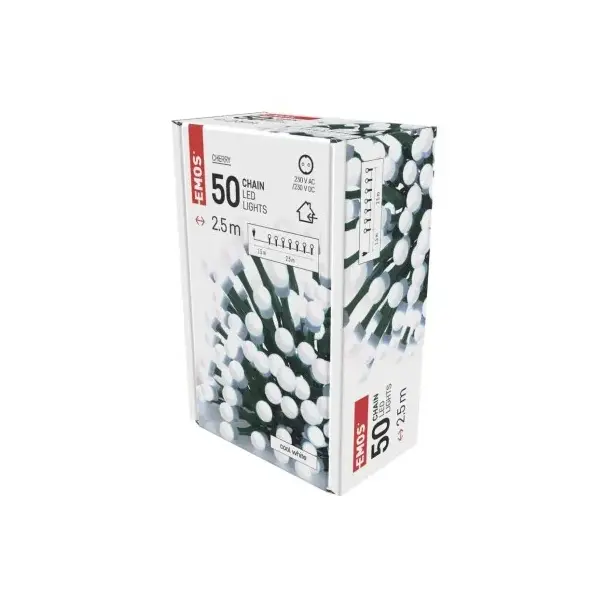 Lampki choinkowe kulki 50 LED 2,5m zimna biel IP20 D5GC01 EMOS