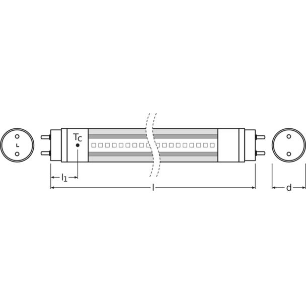 Tuba LED T8 ENTRY 1500mm 20W 865 220-240V EM