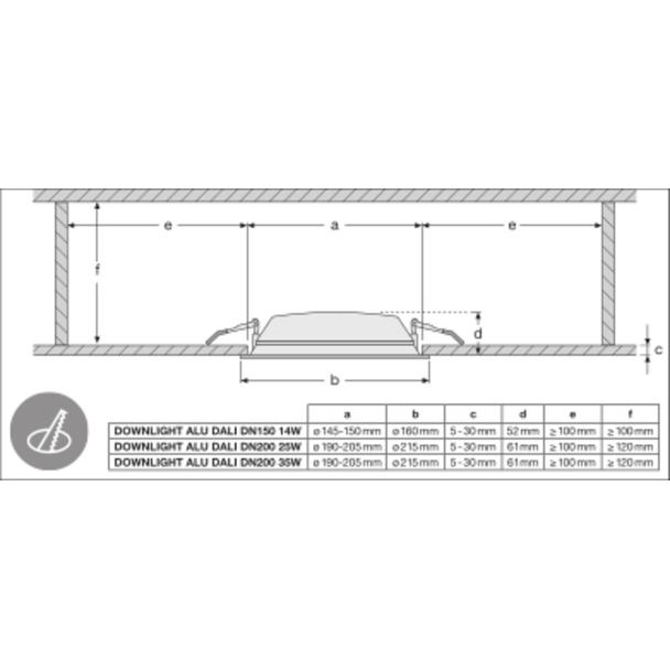 Oprawa DOWNLIGHT ALU DN150 14W 3000K WT IP44