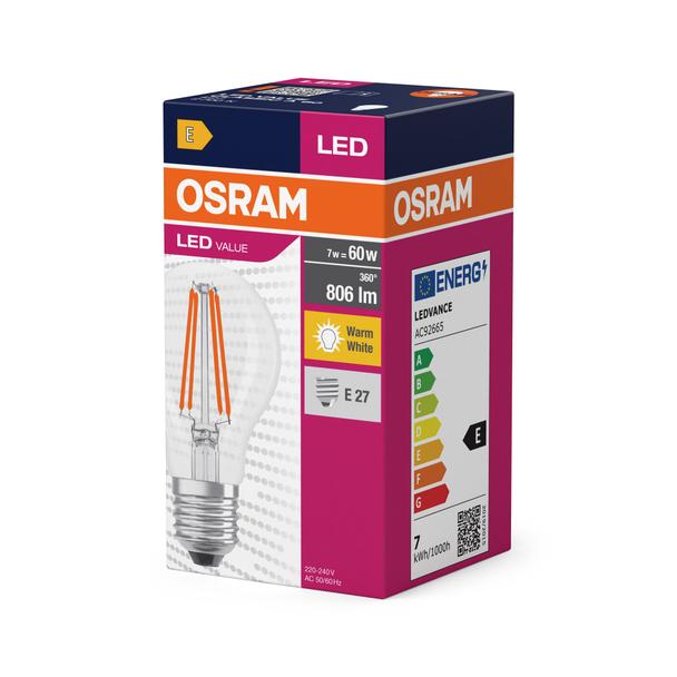 Lampa LED VALUE Classic A60 non-dim Filament 6,5W 827 E27
