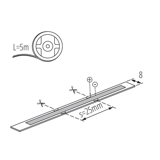 LCOB 8W/M 12 IP00-WW Taśma LED rolka 5m 12 DC LCOB 8W/M 12 IP00-WW barwa ciepłobiała 3000K 1m = 720L 33364 KANLUX