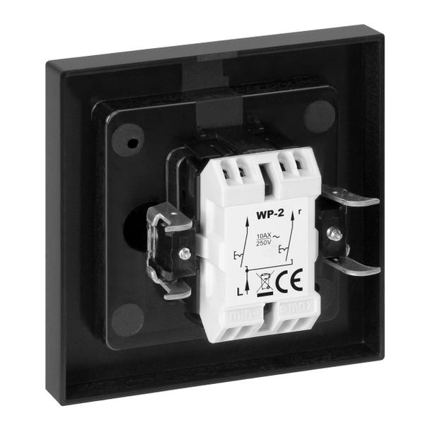 Łącznik podtynkowy świecznikowy z podświeleniem Malta, 10A, 250V, WP-2M/S, czarny mat FMS-101/P/B ORNO