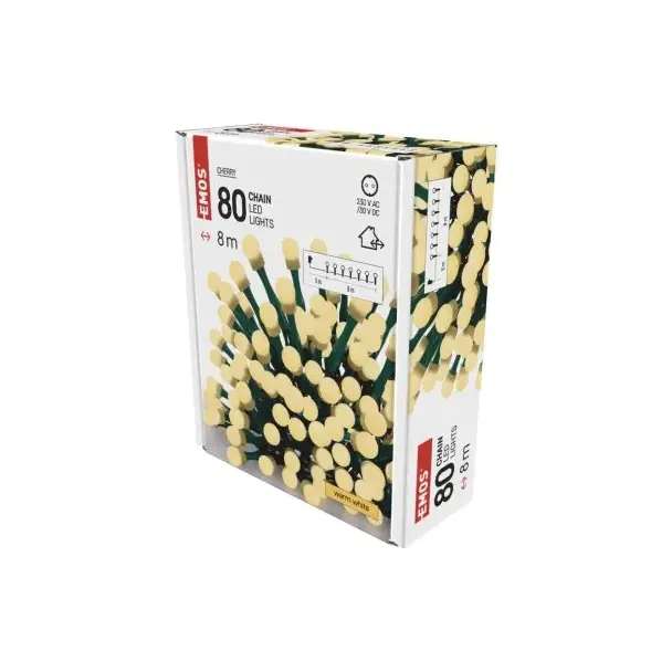 Lampki choinkowe kulki 80 LED 8m ciepła biel IP44 timer D5AW02 EMOS
