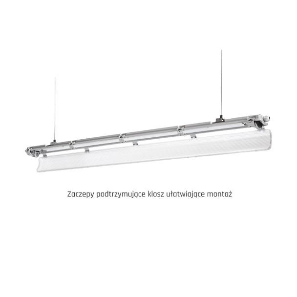 Limea LED TUBE 2x150 IP65, korpus ABS, klosz PC, zasilanie jednostronne