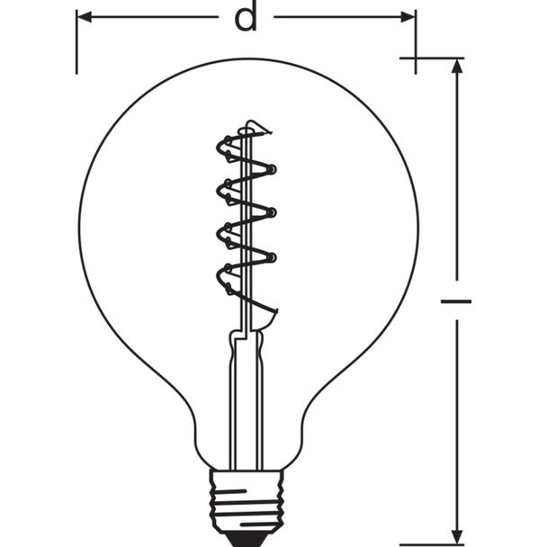 Lampa LED Vintage 1906 CL GLOBE125 Filament szkło przezroczyste GOLD 27 non-dim 5W 820 E27