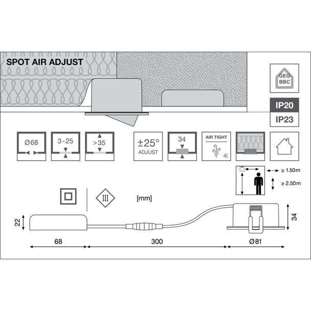 Oprawa SP AIR ADJ P 4W 927 DIM IP23 WT