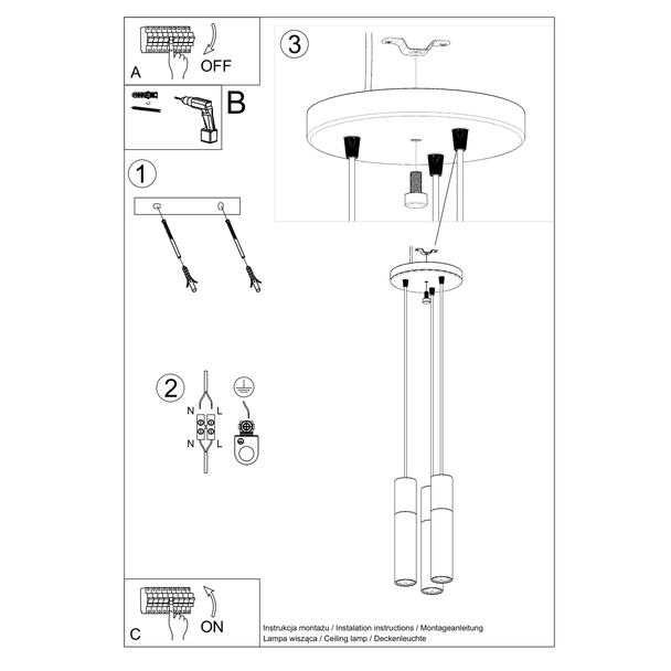 Sollux Lampa wisząca PABLO 3P czarna SL.1014