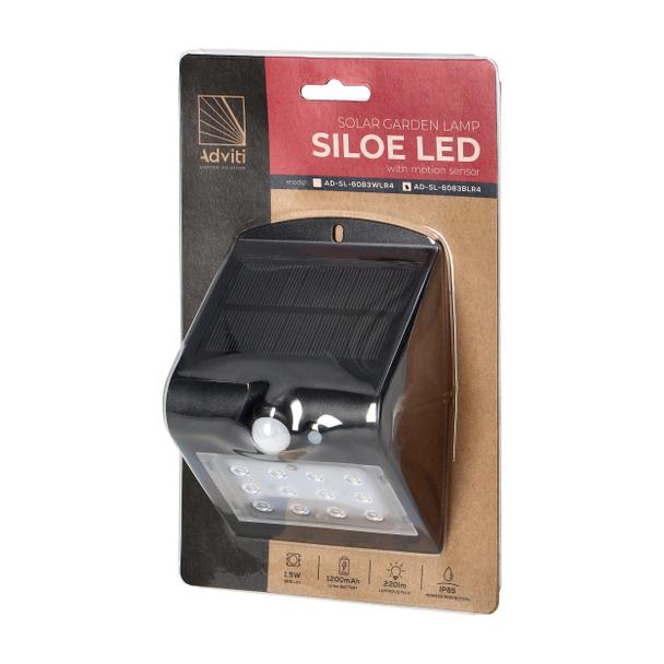 SILOE LED 1,5W, lampa solarna z czujnikiem ruchu 120st, 190lm, IP65, 4000K, 1200mAh, podwójne źródło AD-SL-6083BLR4 ORNO