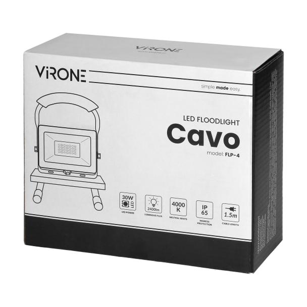 CAVO Przenośny naświetlacz LED 30W, na statywie, 2100 lm, IP65, 4000K, z przewodem 1,5m FLP-4 ORNO