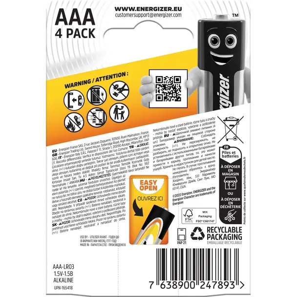 BATERIA ENERGIZER BASE POWER SEAL AAA LR03 /4 szt. 7,6389E+12 SELVISTA