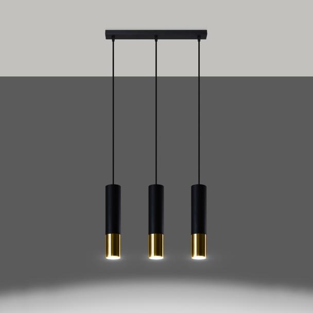 Sollux Lampa wisząca LOOPEZ 3L czarny/złoty SL.0954