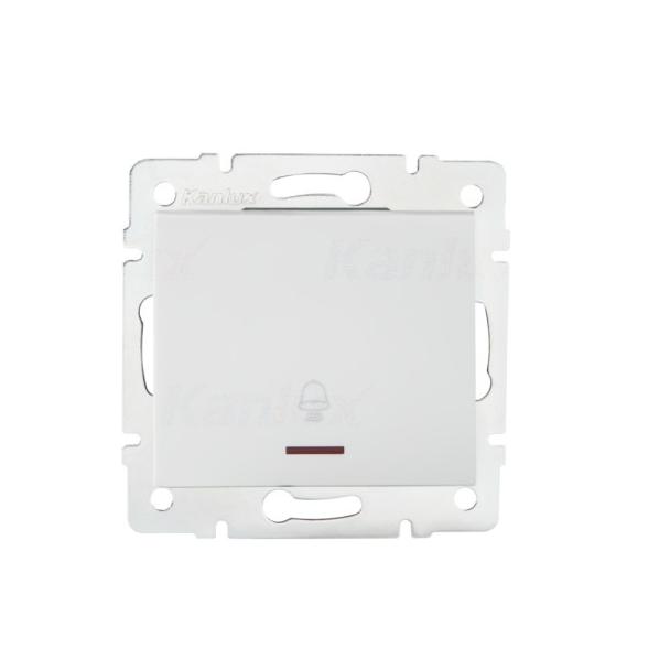 LOGI Łącznik zwierny dzwonek z LED śrubowy 10AX 250V biały 021080102 25075 KANLUX