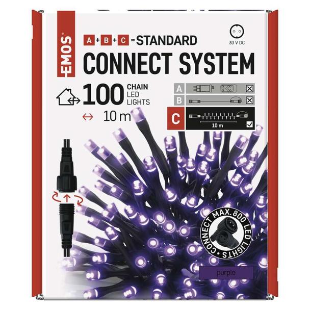 Lampki choinkowe łączone Standard 100 LED 10m fioletowy IP44 timer D1AF01 EMOS
