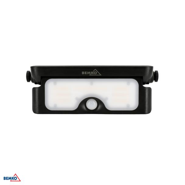 NAŚWIETLACZ LAMPA SOLARNA LED 3 barwy świecenia SOLEN 7W 900lm 3000/4000/6000K IP65 CZARNY Czujnik r C83-SON-007BL-CCT-PIR BEMKO