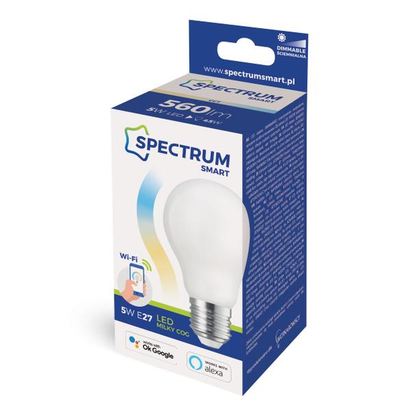 LED GLS 5W COG 230V CCT+DIMM MILKY Wi-Fi SpectrumSMART