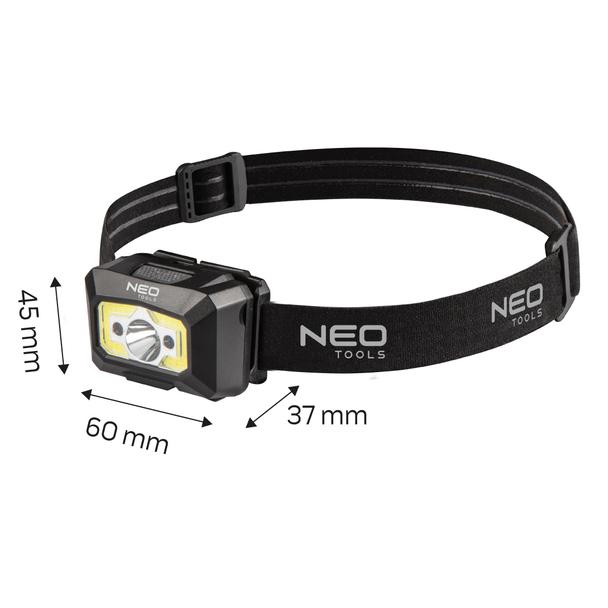 Latarka czołowa akumulatorowa USB 250 lm COB LED + czujnik ruchu NEO TOOLS GTX 99-073 GTX Poland