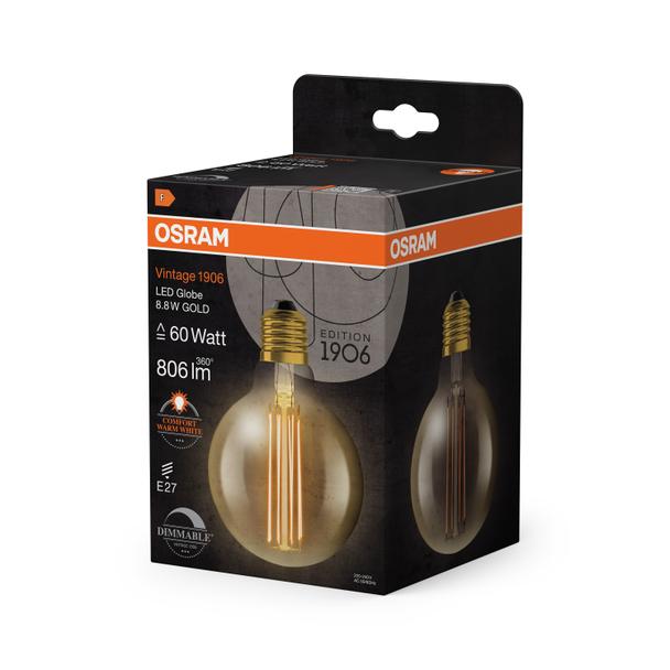 Lampa LED Vintage 1906 GOLD 95 dim 8,8W/822 szkło przezroczyste E27