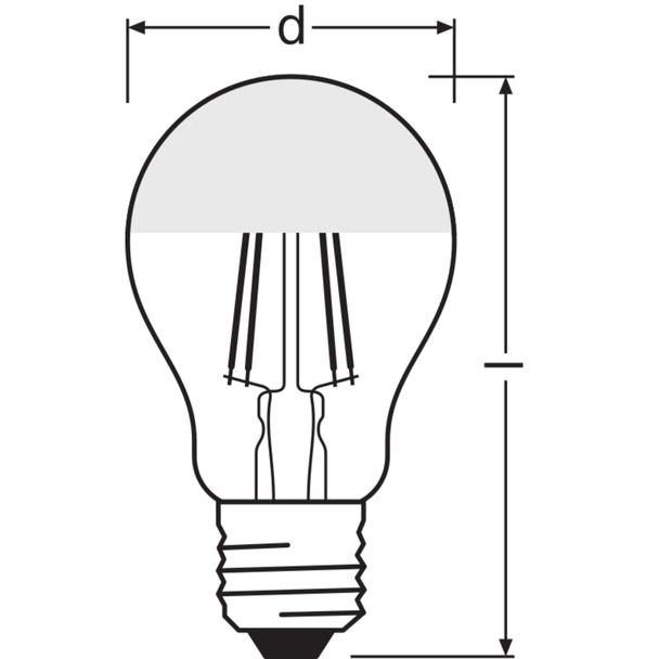 Lampa LED STAR CL A Filament szkło przezroczyste Mirror Silver 34 non-dim 4W 827 E27
